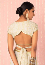 Indya Ivory Foil Print Back Cut Out Wrap Blouse  XL Size (Only Blouse )