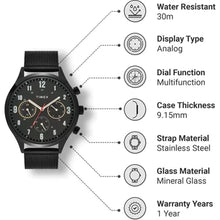 Timex Fashion Men's Black Dial Round Case Multifunction Function Watch -TWHG03SMU03