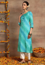 Indya Blue Leheriya Print Muslin Kurta (Only Kurta)