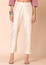 Indya Ivory Smocked Back Fitted Pants Large Size