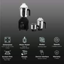 PHILIPS 1000 Watt 3 Jars Mixer Grinder (QuickCool Ventilation Technology, Black)