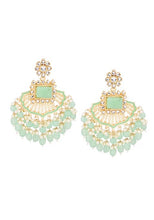 Indya Gold Finish Mint Green Stone Chandbali Earrings