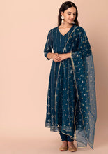 Indya Navy Teekli Mesh Dupatta