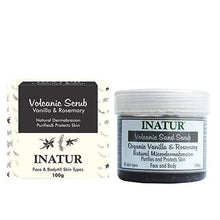 Buy 2 Get 1 Free INATUR Volcanic Sand Face Scrub - Organic Vanilla & Rosemary, Natural Microdermabrasion, Purifies & Protects Skin, Paraben Free & Sulphate Free, 100g