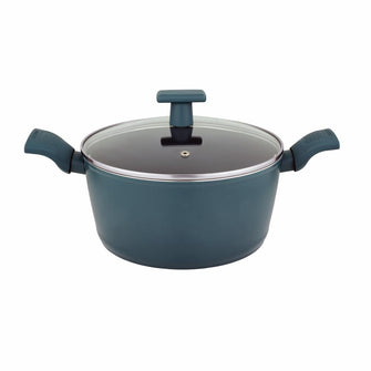 UCOOK by United Ekta Group Non-Stick Forged Aluminium Induction Casserole with Glass Lid 5 Litre, Green Finish.