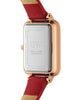 Daniel Wellington Quadro Analog Watch for Women with White Rectangle Dial & Cherry Blush Red Leather Strap Band Water Resistant Women's Wrist Watches - DW00100453