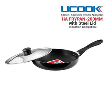 UCOOK by United Ekta Group Hard Anodised Induction Base Frying Pan with Steel Lid, 200mm, Black