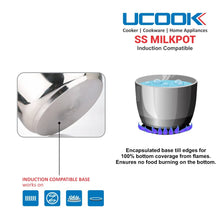 UCOOK UCOOK SS MilkPot Sandwich bottom with Glass Lid 1.8 ltr