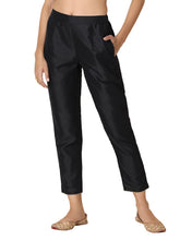 Indya Black Poly Silk Fitted Pants Large  Size ( Only Pants )