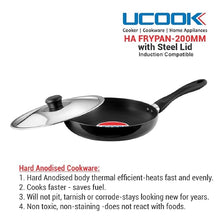 UCOOK by United Ekta Group Hard Anodised Induction Base Frying Pan with Steel Lid, 200mm, Black