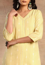 Indya Light Yellow Thread Embroidered Straight Kurta  (Only Kurta)