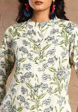 Indya Ivory Floral Print Mandarin Collar Straight Kurta Medium Size (Only Kurta) (Copy)