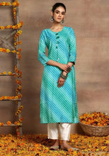 Indya Blue Leheriya Print Muslin Kurta (Only Kurta)