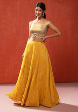 Indya Mustard Yellow Floral Print Kalidar Lehenga Skirt Small Size ( Only Skirt)