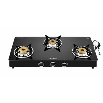 UCOOK JUNTO By United Ekta Engg. A Series XL Gas Stove With Glass Cooktop (3 Burners)