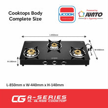 UCOOK JUNTO By United Ekta Engg. A Series XL Gas Stove With Glass Cooktop (3 Burners)