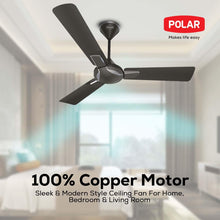 POLAR EFISAVY High Air Delivery Ceiling Fan - Titanium Grey | With Powerful 100% Copper Motor, Wider Blades and Anti-Dust Coating | Sleek & Modern Style Ceiling Fan For Home, Bedroom & Living Room