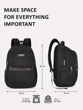 Lavie Sport 50cm Alliance Pro 37 Litres Casual Backpack with Padded Laptop Sleeve | Business Laptop Backpack with Raincover For Men & Women (Black Color)