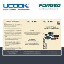 UCOOK by United Ekta Group Non-Stick Forged Aluminium Induction Kadhai Teal Blue Soft Handles 260mm/3Litre with Glass Lid