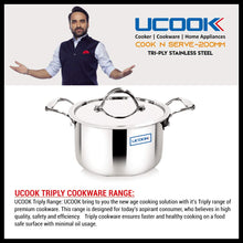 UCOOK Stainless Steel Triply Induction Compatible Cook n Serve, 200 mm/3 LTR, Silver