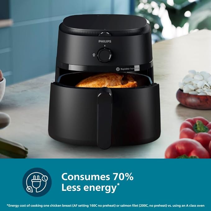 PHILIPS Air Fryer NA130/00, uses up to 90% less fat, 1700W, 6.2 Liter ...