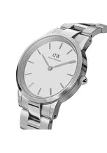 Daniel Wellington Iconic Analog Watch for Unisex with White Round Dial & Silver Stainless Steel Bracelet Band Water Resistant Unisex Wrist Watches - DW00100203