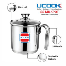 UCOOK UCOOK SS MilkPot Sandwich bottom with Glass Lid 1.8 ltr