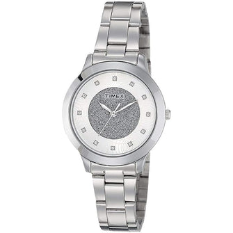 TIMEX FASHION WOMEN'S SILVER DIAL ROUND CASE 3 HANDS FUNCTION WATCH -TW000T611