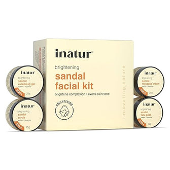 inatur Sandal Facial Kit - 4 Steps Regimen to Remove Tan, Brighten Skin, and Even Complexion | Natural, Vegan, cruelty-free | 100g