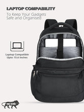 Lavie Sport 50cm Alliance Pro 37 Litres Casual Backpack with Padded Laptop Sleeve | Business Laptop Backpack with Raincover For Men & Women (Black Color)