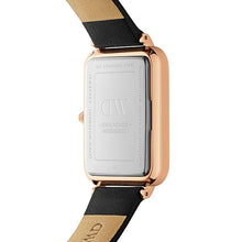 Daniel Wellington Quadro Analog Watch for Women with White Rectangle Dial & Black Leather Strap Band Water Resistant Women's Wrist Watches - DW00100450