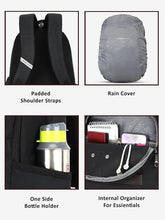 Lavie Sport 50cm Alliance Pro 37 Litres Casual Backpack with Padded Laptop Sleeve | Business Laptop Backpack with Raincover For Men & Women (Black Color)