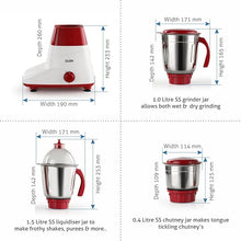 Glen Mixer Grinder 500W with 3 Stainless Steel Liquidiser