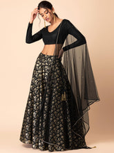 Indya Black Sequin Embellished Tasseled Dupatta