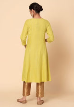 Indya Lime Green Sequin And Thread Embroidered Muslin A-Line Kurta Large Size ( Only Kurta )