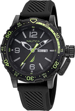 Nautica Men's NAPGLF114 Glenrock Lagoon Black IP/Black/Black Silicone Strap Watches