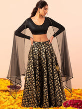 Indya Black Sequin Embellished Tasseled Dupatta