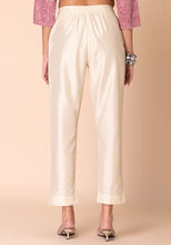 Indya Ivory Smocked Back Fitted Pants Large Size