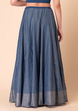 Indya Blue Foil Print Kalidar Lehenga Skirt Medium Size (Skirt Only)