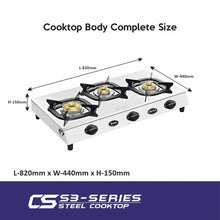 UCOOK JUNTO By United Ekta Engg. CS3013 Series Three Burners Steel cooktop, Silver