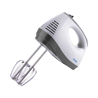 Glen Electric Hand Mixer 125W 2 Beaters with 5 Speed Settings - White and Grey