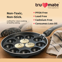 trumate truchef NSAP 3313 – Non-Stick Appapatram with Glass Lid, 12 Cavity Appam Pan
