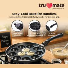 trumate truchef NSAP 3313 – Non-Stick Appapatram with Glass Lid, 12 Cavity Appam Pan