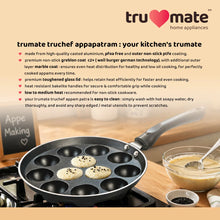 trumate truchef NSAP 3313 – Non-Stick Appapatram with Glass Lid, 12 Cavity Appam Pan