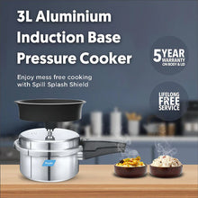 Preethi Induction Base Aluminium Outer Lid Pressure Cooker, 3 Litres-(Spill Splash Shield) PC 023
