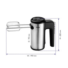 Glen Electric Hand Mixer 200 W 2 Beaters with 5 Speed Settings - Black and Grey