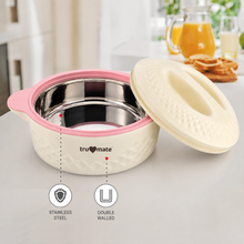 trumate Insulated Casserole Hot Pot for Kitchen with Stainless Steel Inner | Food Grade PU Insulation | Keeps Food Hot & Fresh | 1400ml (1.4 L)| BPA Free | Pink |