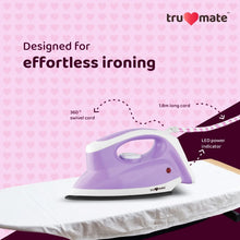 trumate trucrease dry iron 1000W with non-stick PTFE Soleplate – Purple