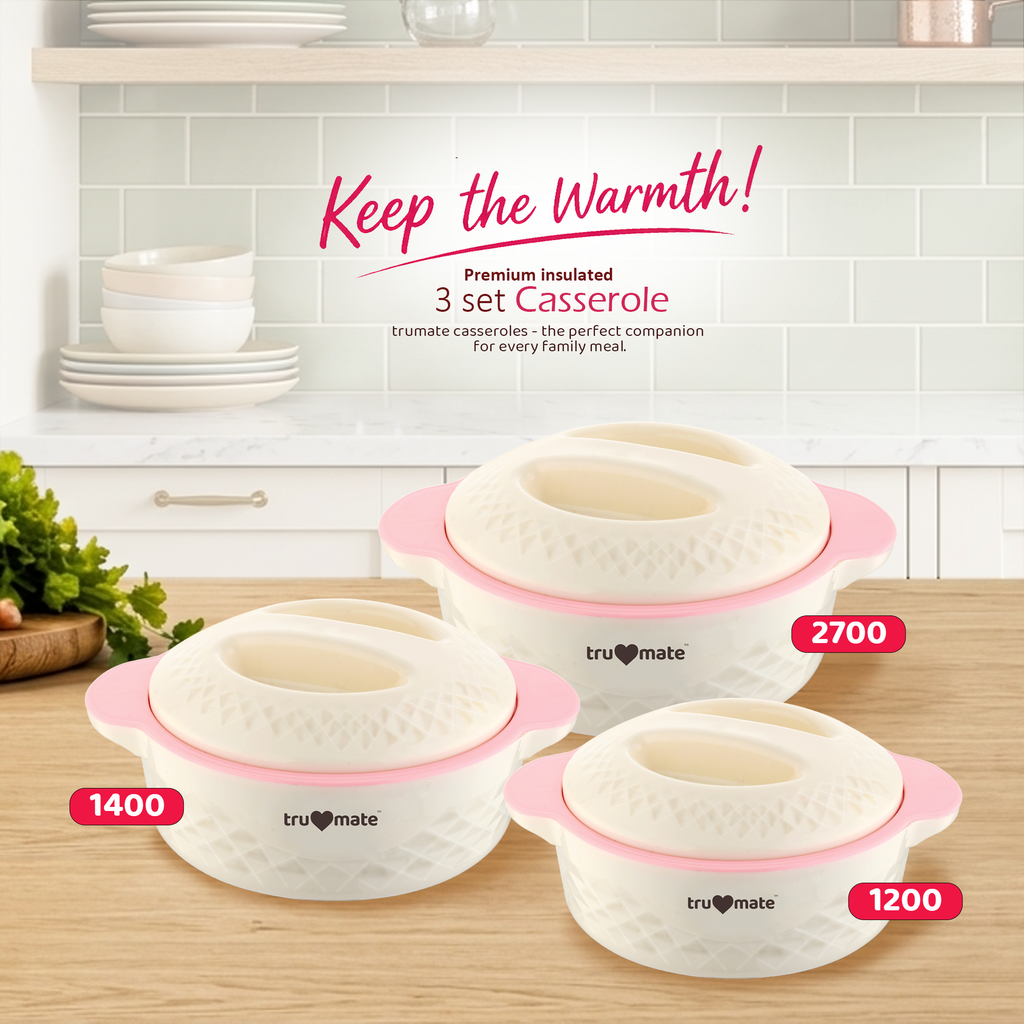trumate truserve CRC 6700 Premium Insulated Casserole Set of 3, Pink ...