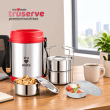 trumate truserve LSH 3003 Premium Insulated Stainless Steel Lunch Box with 3 Containers, Salad Box & Adjustable Shoulder Strap